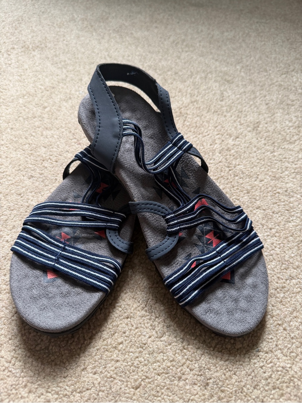 Women’s Sport Walking Sandals Size 39 Navy Stretch Strap Comfort Outdoor